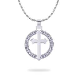 ioKioy - Kreuz Anhänger aus 925 Sterling Silber auf Kordelkette - Premium Schmuck für Damen und Herren - stylische Halskette mit Kreuz (50cm) von ioKioy