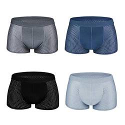 iooico Herren Boxershorts, Atmungsaktive Mesh Unterwäsche, Weiche Komfortable Unterhose 4er-Pack M von iooico