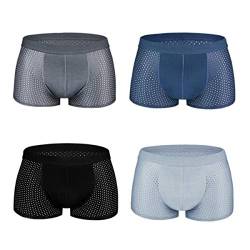 iooico Herren Boxershorts, Atmungsaktive Mesh Unterwäsche, Weiche Komfortable Unterhose 4er-Pack XL von iooico
