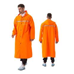 iOutdoor Products Premium Regenponcho, 100% Wasserdicht Regenjacke mit Kordelzughauben/Reißverschluss/Knopf/Reflexstreifen/Aufbewahrungstasche, Weich, Abriebfest, Reißfest, Orange, XL(160-170 CM) von ioutdoor