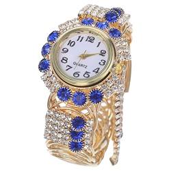iplusmile Frauen Armband Quarz Uhr Diamant Schmuck Armreifen Armbanduhr Zarte Dekorative Uhr für Damen Blau Und Gold von iplusmile