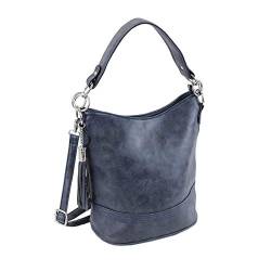 irisaa Damen Handtasche, Hobo Schultertasche, Shopper Multifunktional mit abnehmbarem Schulterriemen Used Look, 4cm Breite Griff, Damen Tasche:Navy von irisaa