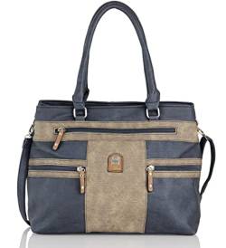 irisaa Handtasche Damen Shopper Mittelgroß Schultertasche Multifunktionale Henkeltasche Umhängetasche mit Abnehmbarem Schulterriemen und vielen Fächern, Damen Tasche:Navy von irisaa