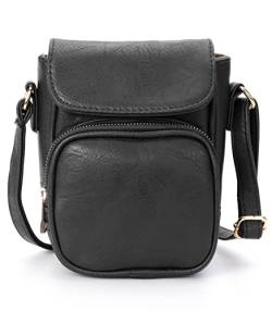 irisaa Handytasche zum Umhängen, Damen kleine Umhängetasche Schultertasche, Crossbody Handtasche für Handy unter 6.7 Zoll, Damen Tasche:Schwarz von irisaa