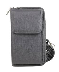 irisaa Kleine Handy Umhängetasche, Geldbörse Damen Brieftasche RFID Schutz Crossbody Handytasche Reisepass mit Kartenfächern und Verstellbarem Schultergurt, Damen Tasche:Grau von irisaa