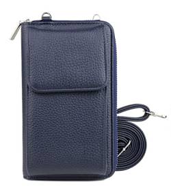 irisaa Kleine Handy Umhängetasche, Geldbörse Damen Brieftasche RFID Schutz Crossbody Handytasche Reisepass mit Kartenfächern und Verstellbarem Schultergurt, Damen Tasche:Navy von irisaa