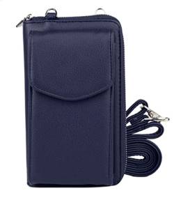 irisaa Kleine Handy Umhängetasche, Geldbörse Damen Brieftasche RFID Schutz Crossbody Handytasche Reisepass mit Kartenfächern und Verstellbarem Schultergurt, Damen Tasche:weich-navy von irisaa