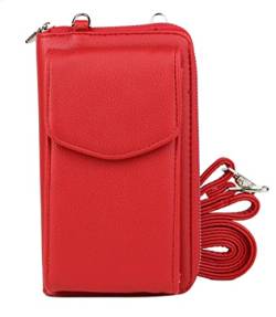 irisaa Kleine Handy Umhängetasche, Geldbörse Damen Brieftasche RFID Schutz Crossbody Handytasche Reisepass mit Kartenfächern und Verstellbarem Schultergurt, Damen Tasche:weich-rot von irisaa