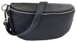 irisaa Leder Hüfttasche Damen Herren, kleine Umhängetasche Brusttasche, Crossbody Sporttasche Bauchtasche aus Echtleder, Damen Tasche:Schwarz von irisaa