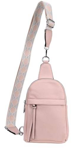 irisaa Sling Bag Damen Brusttasche, Crossbody Rucksack Umhängetasche, Unisex Schultertasche Daypack für Wandern Radfahren Reisen Multipurpose, DKB Farbe:Pink quer von irisaa