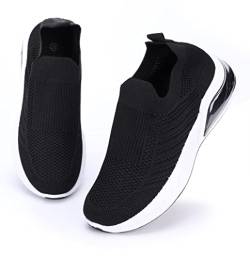 irisaa Slip On Damen Schuhe Sneaker Atmungsaktive Turnschuhe Fitnessschuhe Walkingschuhe Mädchen leichtes Straßenlaufschuhe, Farbe:schwarz New Look, Größe:36 von irisaa