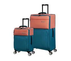 it luggage Duo-Tone Softside 8 Wheel Spinner, Peach/Sea Teal, 2-teiliges Set, Peach/Sea Teal, 2 Piece Set, Duo-Tone 2 Stück Softside 8 Rad Spinner Set, Pfirsich/Meer Blaugrün von it luggage