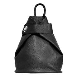 OBC Made in Italy Damen echt Leder Rucksack Daypack Lederrucksack Tasche Schultertasche Ledertasche Handgepäck Nappaleder Schwarz von italyshop24_com