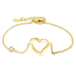 Armbänder für Frauen - Glücksklee, Liebe und Herz Schmuck - Drücken Sie Ihre Gefühle mit Eleganz aus, das perfekte Geschenk für alle Anlässe, Weihnachten, Geburtstage, [Edelstahl] (goldenes Herz) von ittu