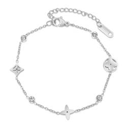 ittu Armband für Damen aus Edelstahl, vergoldet oder versilbert, mit Strass, hypoallergen, nicht schwarz, Geschenkidee für Weihnachten, Damen, Geburtstag, Muttertag, Geschenk für Mama, Réglable von ittu