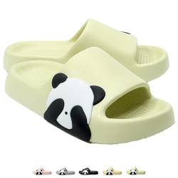 iwhgrmp Paar Hausschuhe Sandalen Haus Schuhe Sommer Dusche Hausschuhe Weiche Sohle Niedlich Cartoon Panda Print Indoor Schuhe Strand Hausschuhe Badezimmer Schuhe für Damen Herren, Grün , 6-7 von iwhgrmp