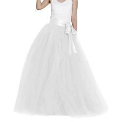 iyoimono Damen Langer Tüllrock 5 Lagen Tüll Maxiröcke Elegante Hochzeit Röcke(Weiß,XL) von iyoimono