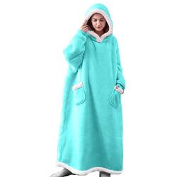 iyoimono Hoodie Decke für DamenHerren Flanell Fleece Oversized Weich Pullover Sweatshirt Kuscheldecke Flauschige Sherpa TV-Decke mit Ärmeln Übergroße Tragbar Ganzkörperdecke(Minzgrün,120cm) von iyoimono