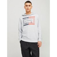 Jack & Jones Hoodie JJCYRUS SWEAT HOOD: Komfortable Baumwollmischung mit coolem Gummidruck (Lässiger Hoodie: Basic Schnitt & peppiger Aufdruck) Vielseitiges Sweatshirt: Angenehme Sweatware von jack & jones