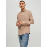 Jack & Jones Langarmhemd Cord Flanell Hemd Shacket JJECLASSIC 4296 in Beige von jack & jones