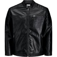 Jack & Jones Lederjacke Übergrößen Herren Biker-Style Jacke Lederoptik schwarz Jack & Jones von jack & jones