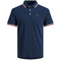 Jack & Jones Poloshirt + Fit Polo Shirt JJEPAULOS Sommer Hemd Pique (1-tlg) 3615 in Dunkelblau von jack & jones