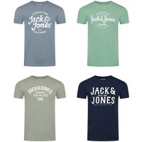 Jack & Jones T-Shirt Herren Logoprintshirt JJLINO Regualar Fit (4-tlg) Kurzarm Tee Shirt mit Rundhalsausschnitt aus 100% Baumwolle von jack & jones