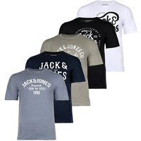 Jack & Jones T-Shirt Herren T-Shirt, 5er Pack - JJLEOGRA TEE CREW NECK von jack & jones