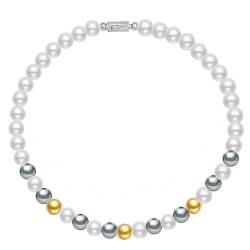 Einfache und modische gemischte Farbschale Perlen Leichte Luxusschnalle Perlen Halskette 925 Sterling Silber Nische Schlüsselbeinkette von jackeywu