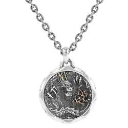 Einzigartige 925 Sterling Silber Sternzeichen Drachenanhänger Halskette Original und stilvolles chinesisches Tierkreiszeichen Jahr des Drachen Medaillon Halskette Herrengeschenk von jackeywu