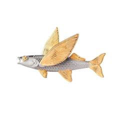Mode und personalisierte fliegende Fischbrosche, vergoldete Kupfer, Marine Life Hut Pin Abzeichen, Retro Literary Paarzubehör von jackeywu