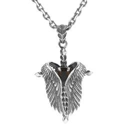 Retro Classic 925 Silber Personalisierte Cross Guardian Wings Halskette Citrine Edelstein Anhänger Herrenzubehör für Männer von jackeywu