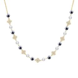 S925 Sterling Silber Retro Shell Perlen Halskette Frauen leichte Luxus Nische Stapelte Pulloverkette von jackeywu