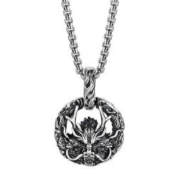 Sterling Silber Drachen Halskette Männer 3D Drache Tierkreiszeichen Anhänger Retro Schöner Anhänger Jahr des Drachen Geschenk von jackeywu