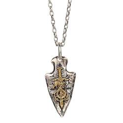Vintage Nordic Viking Silber Halskette Drachen Schwert Anhänger Silber geschweißt Kupfer Rune Mode 925 Silberschmuck von jackeywu