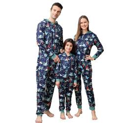 jakloz Weihnachts Pyjama Familie Set Einteiler Weihnachten Onesie Lang Schlafanzug Damen Herren Kinder mit Kapuze Weihnachtspyjama Set(Damen,2XL) von jakloz