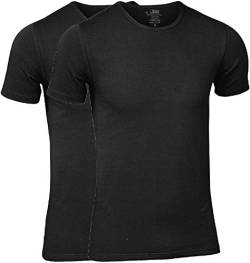jbs - Hochwertiges T-Shirt für Herren im Doppelpack - Unterziehshirt aus Viskose (aus Bambus-Cellulose) und Baumwolle, Rundhalsausschnitt 2x Schwarz, M von jbs