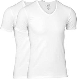 jbs - Hochwertiges T-Shirt für Herren im Doppelpack - Unterziehshirt aus Viskose (aus Bambus-Cellulose) und Baumwolle, V-ausschnitt 2x Weiß, 3XL von jbs