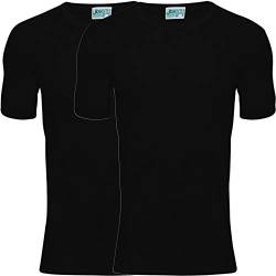 jbs T-Shirt Herren, Rundhals (2er Pack) Ideale Passform Baumwolle (Ohne Kratzende Seitennähte), 2x Schwarz, XXL von jbs