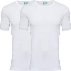 jbs T-Shirt Herren Weiss, Rundhals (2er Pack) Ideale Passform Baumwolle (Ohne Kratzende Seitennähte)weiß, L von jbs