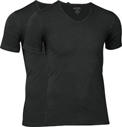jbs T-Shirt Herren hohe Atmungsaktivität durch Bambus-Bio Baumwolle Gewebe Schnelltrocknend, V-Ausschnitt - FSC Zerifiziert - 2X Schwarz, 3XL von jbs