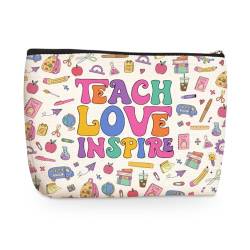 jealance Lehrer-Geschenke, Lehrer-Wertschätzungsgeschenke, Make-up-Tasche, Kosmetiktasche, Abschlussgeschenk für Frauen, Weihnachten, Geburtstag, TeachLove, 9.7" x 6.8 "x 2" von jealance