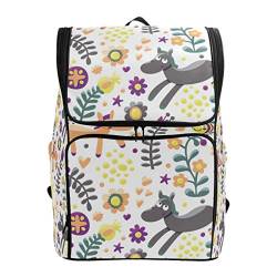 Jeansame Rucksack Schultasche Laptop Reisetaschen Vintage Pferde Blumen Vögel Bienen für Kinder Junge Mädchen Frauen Männer, Mehrfarbige Schultasche, Large Capacity Backpack von jeansame