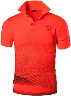 Jeansian Herren Summer Sportswear Wicking Breathable Short Sleeve Polo T-Shirts Tops LSL195 Orange XL von jeansian