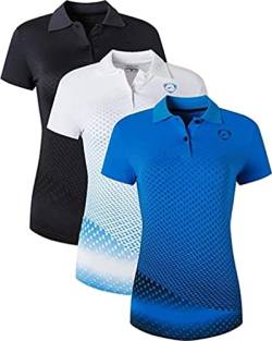 jeansian 3 Packs Damen Sport Poloshirt Polo Tee Shirt Tshirt T-Shirt Kurzarm Golf Tennis Badminton SWT251 PackC XL von jeansian
