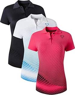 jeansian 3 Packs Damen Sport Poloshirt Polo Tee Shirt Tshirt T-Shirt Kurzarm Golf Tennis Badminton SWT251 PackD 3XL von jeansian