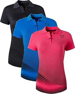 jeansian 3 Packs Damen Sport Poloshirt Polo Tee Shirt Tshirt T-Shirt Kurzarm Golf Tennis Badminton SWT251 PackE S von jeansian