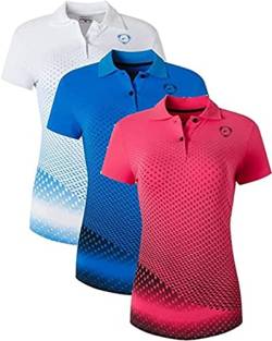 jeansian 3 Packs Damen Sport Poloshirt Polo Tee Shirt Tshirt T-Shirt Kurzarm Golf Tennis Badminton SWT251 PackF L von jeansian