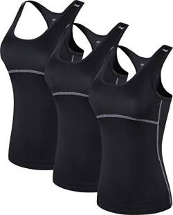 jeansian Damen 3 Packs Sport Schnelltrocknend Muskelshirt Tank Top Vests Westen Armellos T-Shirt SWT238 PackE L von jeansian