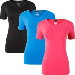 jeansian Damen 3 Packs Sport Slim Breathable Short Sleeve T-Shirt Tee Tops SWT240 PackB XL von jeansian